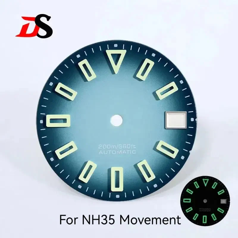 NH35 Dial Matte Dial Hollow Index 28.5mm BGW9 C3 Lume for NH35/NH34 Movement Custom Logo Watch Accessories