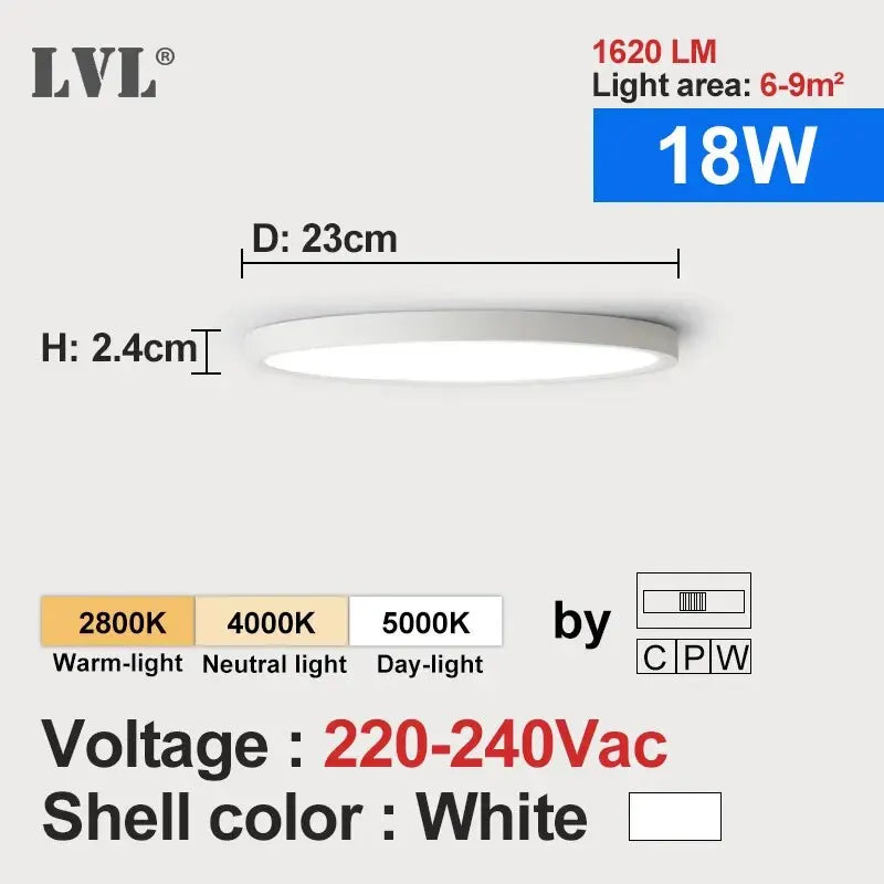 LVL LED Ceiling Light Wood Grain & White 3 in 1 Lighting Colors Home Lighting Kitchen Bedroom Bathroom Round Flush Ceiling Lamp