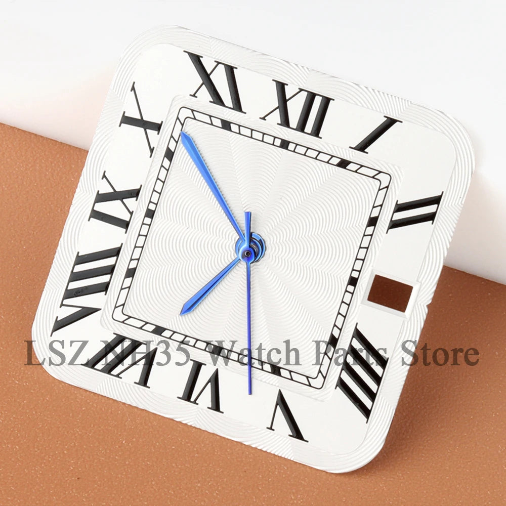 27mm NH35 Dial Square Roman Dial and Hands For 38mm Santos Case Fit NH35 NH36 Movement Stainless Steel Watch Accessories Repair