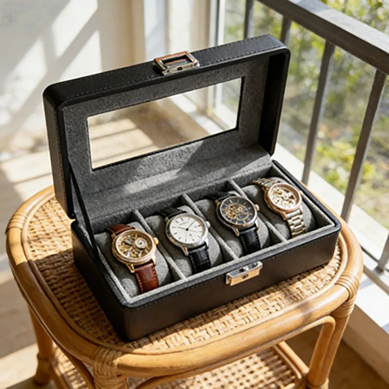 1 pc 4-grid watch box, dustproof with transparent window, watch display and storage box for men and women