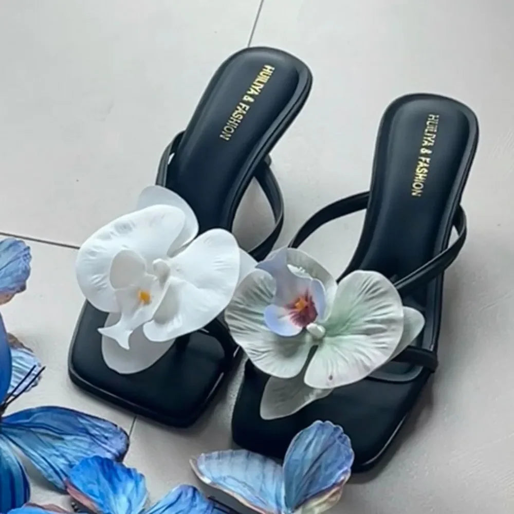1 Pair Simulation Coloful Thai Fairy Butterfly Flower Shoe Buckles Personalized Design Butterfly Orchid Simulation Buckles Decor