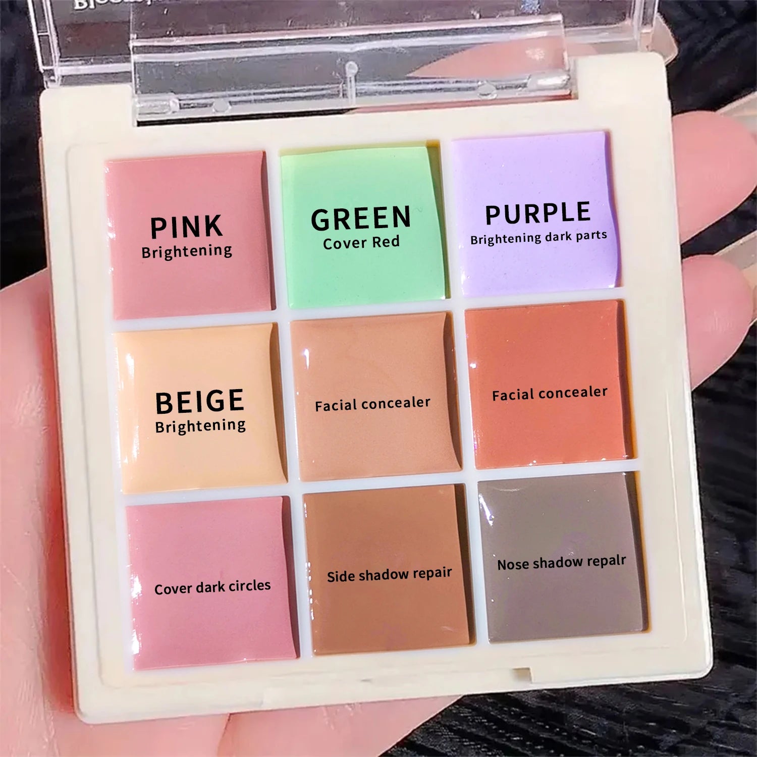 Multi-Color Concealer & Color Correcting Palette, Correcting Green/Purple Shades for Face Makeup, Blemish & Dark Circle Coverage