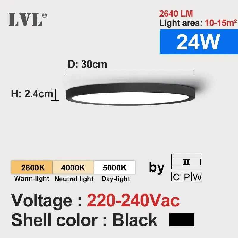 LVL LED Ceiling Light Wood Grain & White 3 in 1 Lighting Colors Home Lighting Kitchen Bedroom Bathroom Round Flush Ceiling Lamp