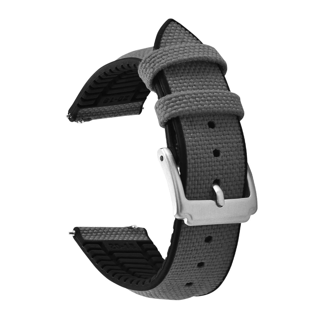 Sailcloth Rubber Strap 18 19 20 21 22mm Sailcloth Nylon Quick Release Band Universal Silicone Bracelet For Cartier Seiko Omega