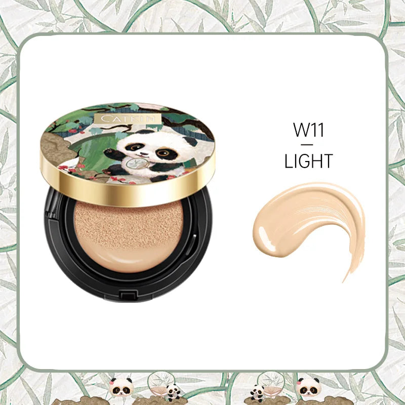 CATKIN Panda Land Full Coverage Cushion Fondation, Breathable Hydrating Nourishing Poreless Face Makeup Save for Sensitive Skin