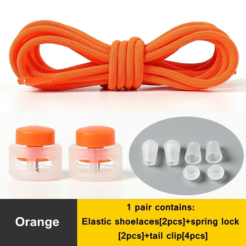1 Pair Lazy Laces Elastic For Sneakers Snap Lock Shoelaces Without Ties Suitable For Children And Adults Round Shoelace Artifact