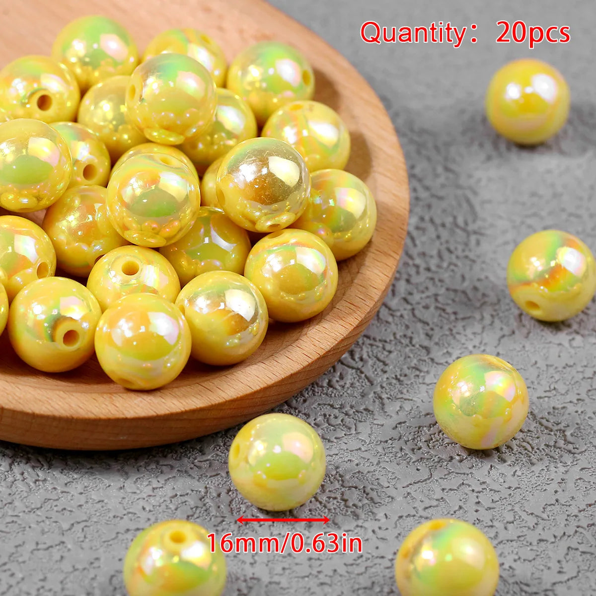 Pen Beaded Acrylic Round Loose Beads AB Color 16mm 20Pcs for Jewelry Making Handmade Craft Supplies Bracelet Necklace Earring