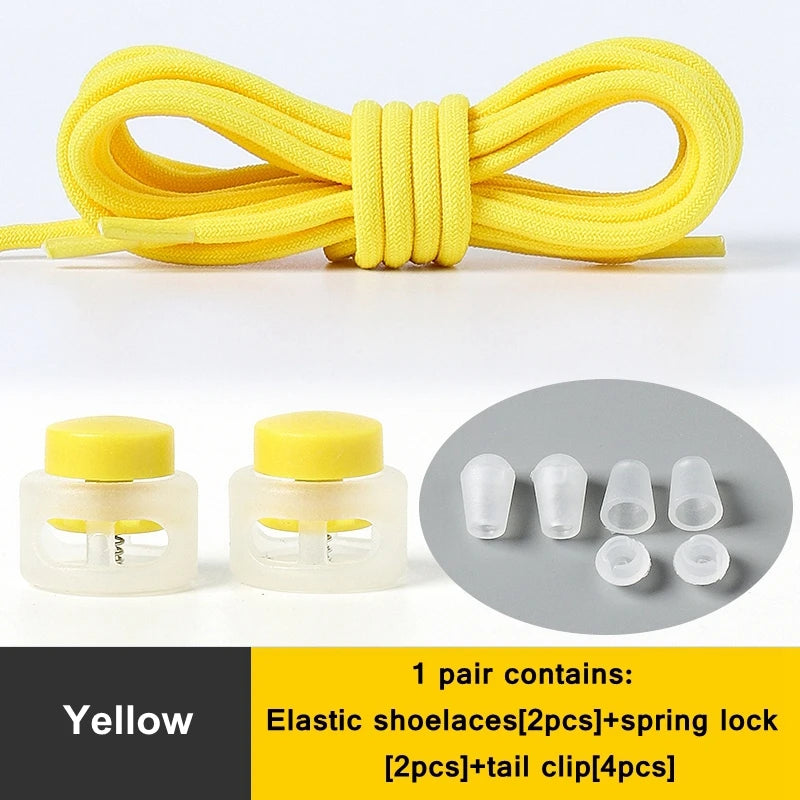 1 Pair Lazy Laces Elastic For Sneakers Snap Lock Shoelaces Without Ties Suitable For Children And Adults Round Shoelace Artifact
