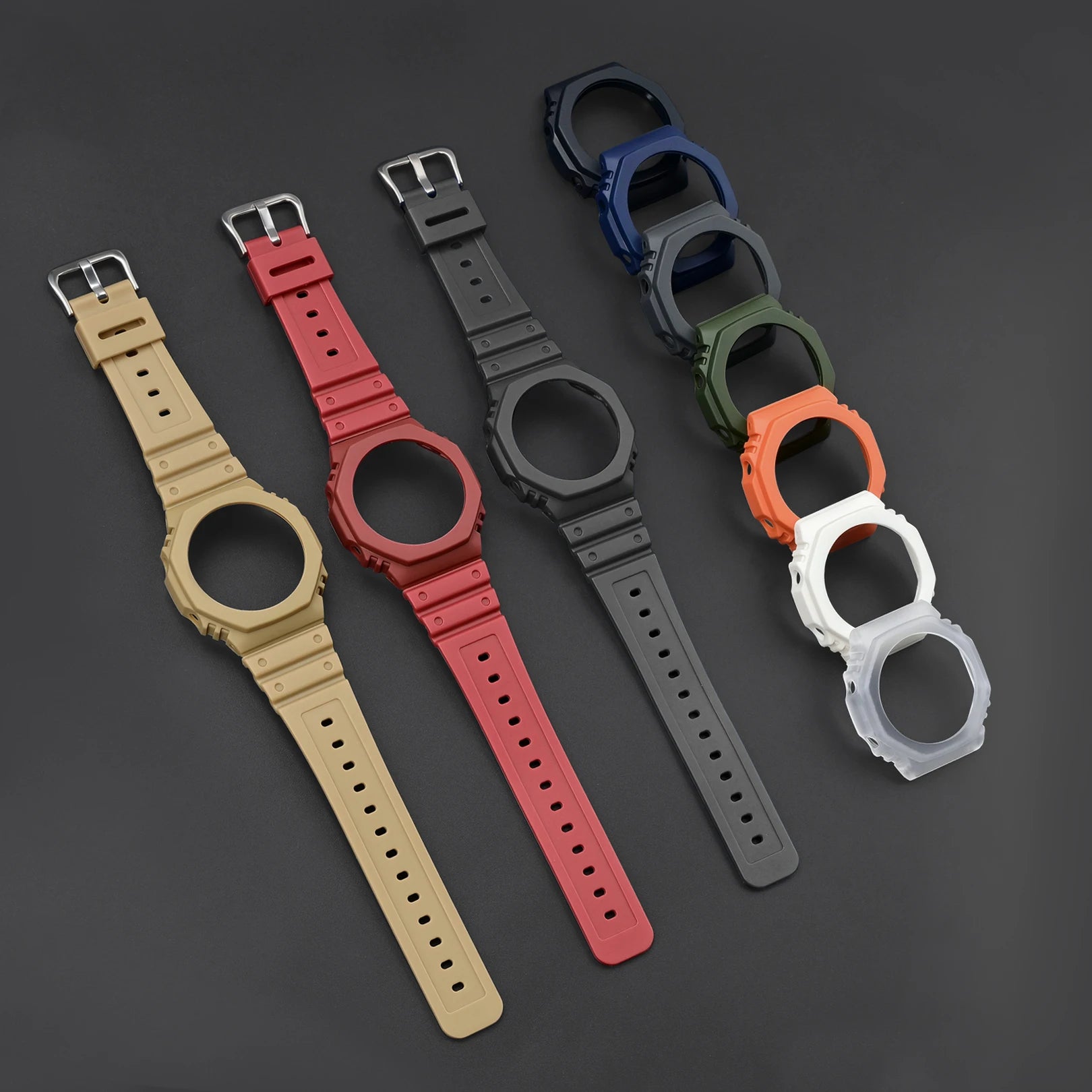 Case + Strap for Casio G-SHOCK GA-2100 GA-2110 Transparent Rubber Resin Watch Band Modified Quick Release Wrist Bracelet Shell