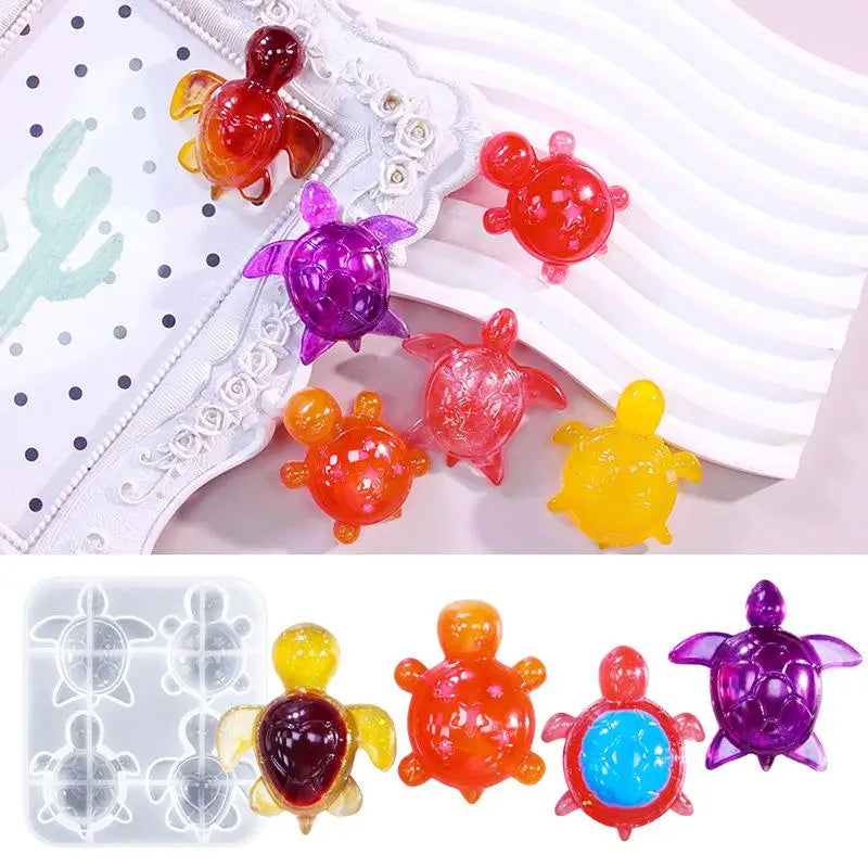 Four Turtles Plaster Silicone Molds DIY Heart Star Texture Shell Ornaments Epoxy Resin Mould Scented Animal Candle Soap Mold
