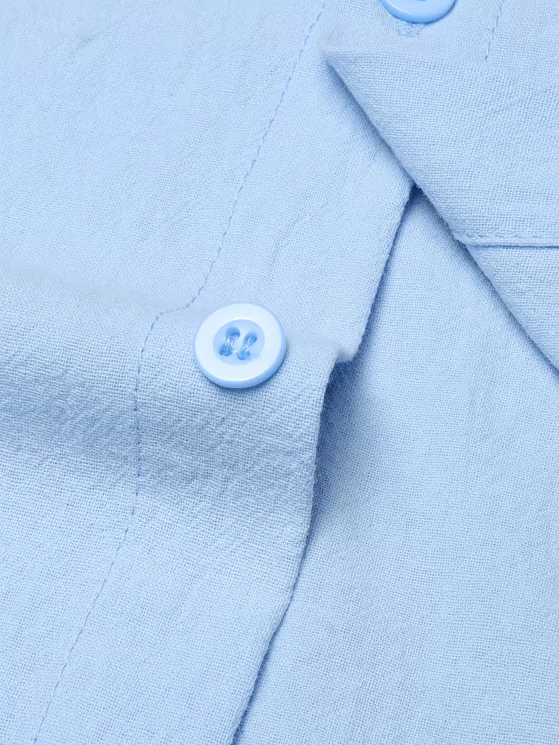 Men's plain long-sleeved linen shirt